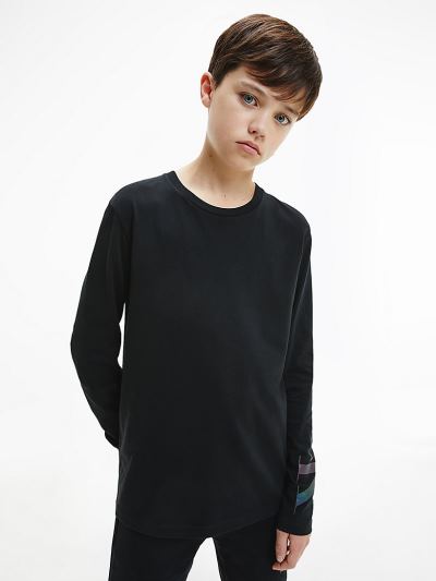 Calvin Klein Ruhák HU080867 | Calvin Klein Organic Cotton Fiu Hosszú Ujjú Póló Fekete